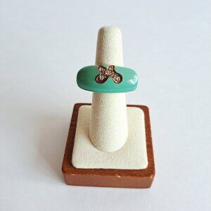 New Angelique de Paris Gold Plated Blue with Crystals Ring Size 6